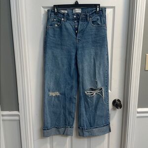 Universal Thread Cropped Vintage Wide-Leg Jeans - Light Blue